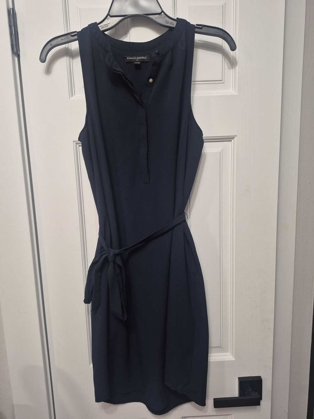 Banana Republic Navy Sleeveless Tie-Waist Shift Dress